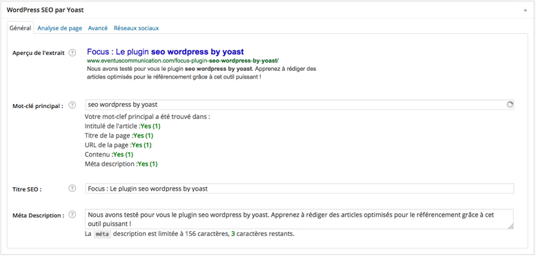 Le plugin wordpress seo by yoast est efficace et complet