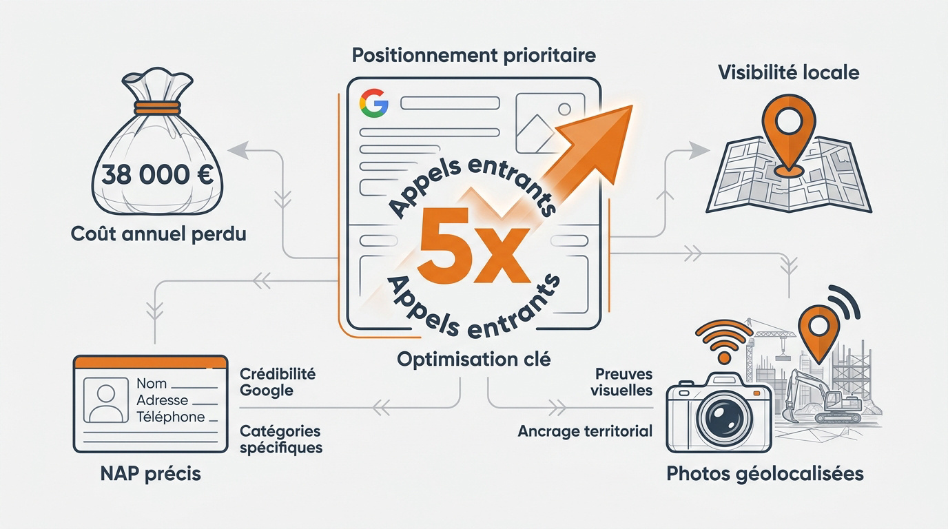 Infographie montrant l'augmentation des appels entrants grâce à l'optimisation Google Business Profile