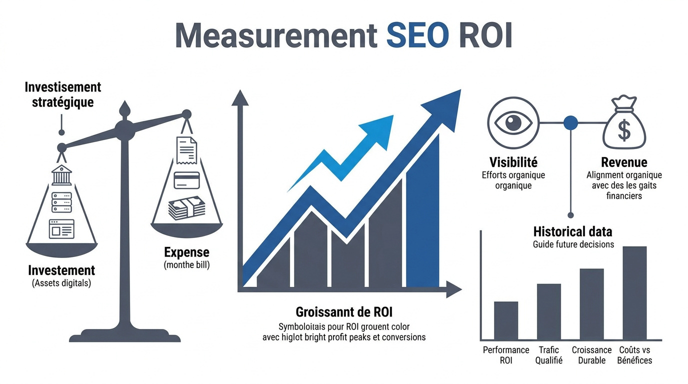 Graphique de croissance du ROI SEO et analyse des performances organiques