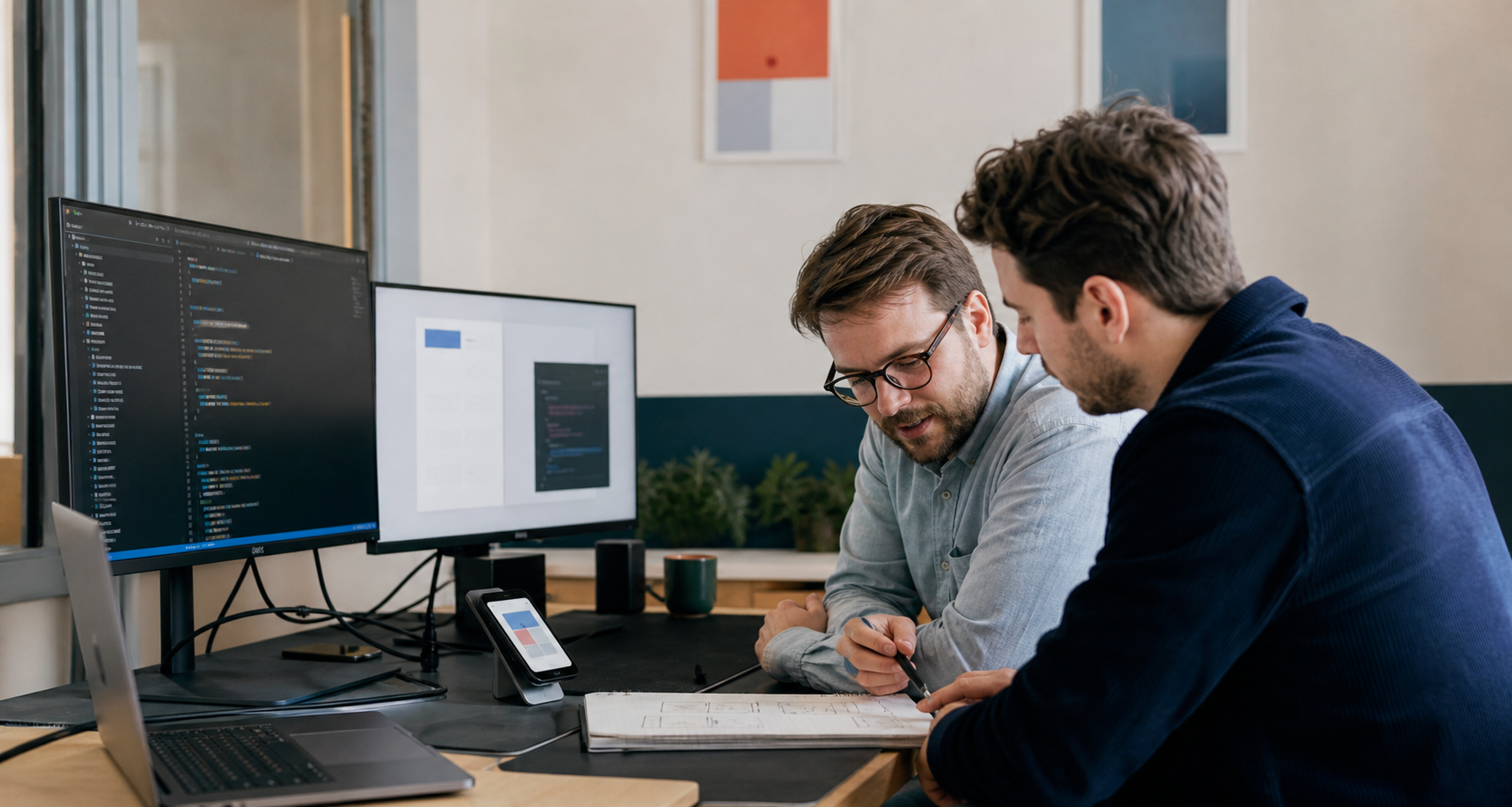 Développeurs travaillant sur une application web sur mesure
